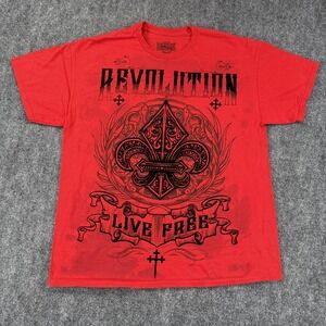 MMA Elite Revolution Shirt Mens XL Red Graphic Tee Live Free Fleur‎ De Lis MMA